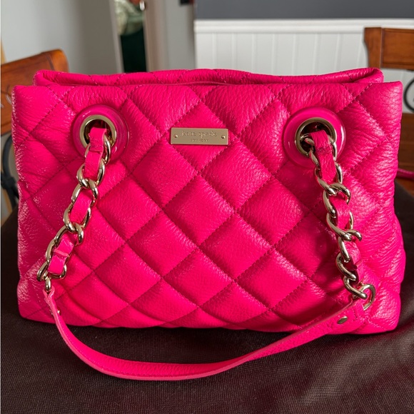 kate spade Handbags - Kate Spade vibrant pink Quilted Women's Bag with original Brown bag